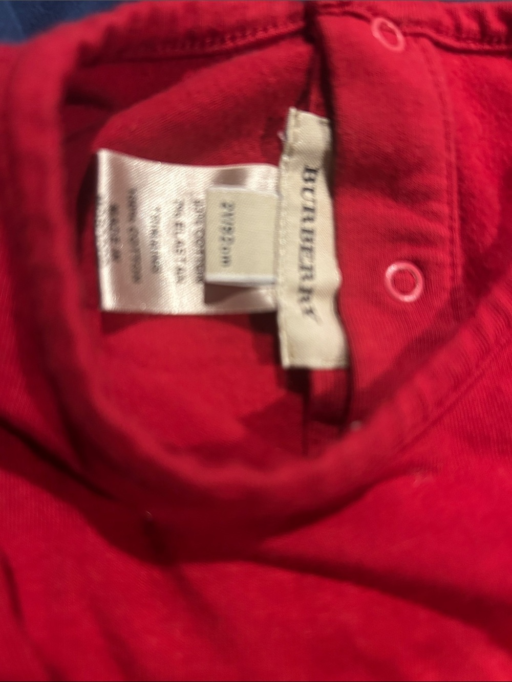 Burberry Red Long Sleeve Top with Plaid Elbow Patch - Picture 5 of 5